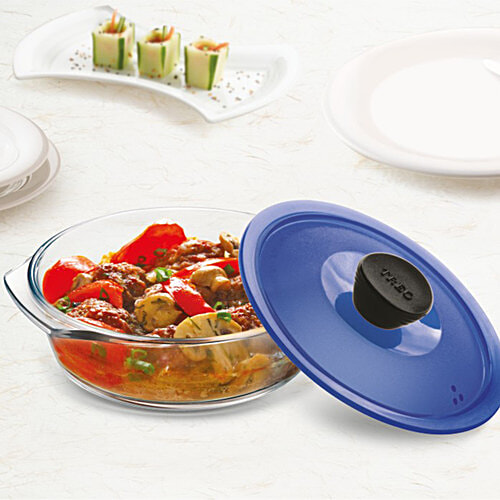 Treo Borosilicate Glass Round Casserole With Lid - Bakeware Casserole, 750 ml  