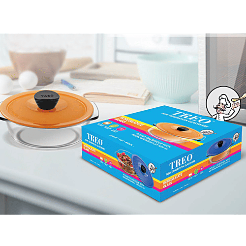 Treo Borosilicate Glass Round Casserole With Lid - Bakeware Casserole, 750 ml  