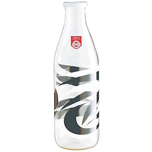 Treo Ivory Glass Bottle - Black Abstract Design, 1 L  