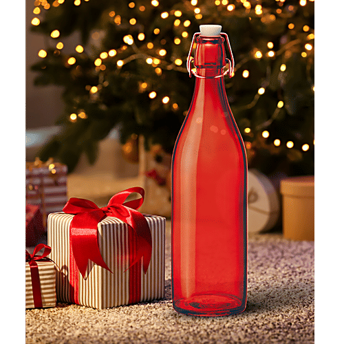 Buy Treo Spray Glass Water Bottle With Cork Red Online at Best Price