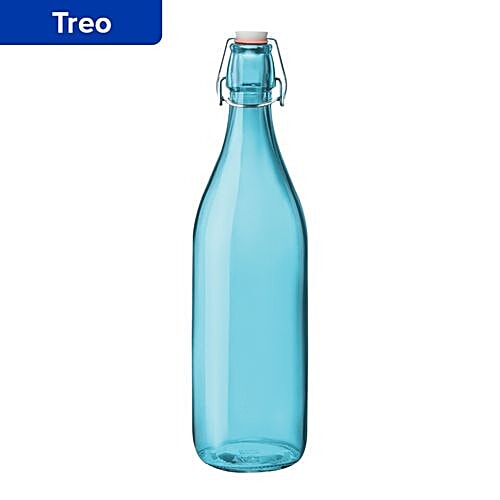 Treo Spray Glass Water Bottle With Cork - Light Blue, 1 L  