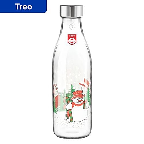 Treo Ivory Premium Glass Bottle - With Snowman, 1 L  