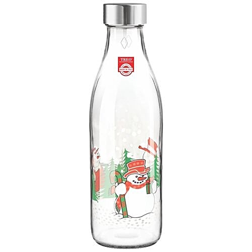 Treo Ivory Premium Glass Bottle - With Snowman, 1 L  