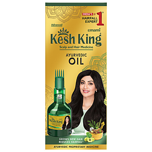 Kesh King Ayurvedic Hair Oil For New Hair Growth, Reduces Hairfall, Suitable For Men & Women, 200 ml Bottle Contains 21 Ayurvedic Herbs, With Bhringraja, Amla, Brahmi & 21 Natural Ingredients