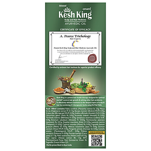 Kesh King Ayurvedic Hair Oil For New Hair Growth, Reduces Hairfall, Suitable For Men & Women, 200 ml Bottle Contains 21 Ayurvedic Herbs, With Bhringraja, Amla, Brahmi & 21 Natural Ingredients