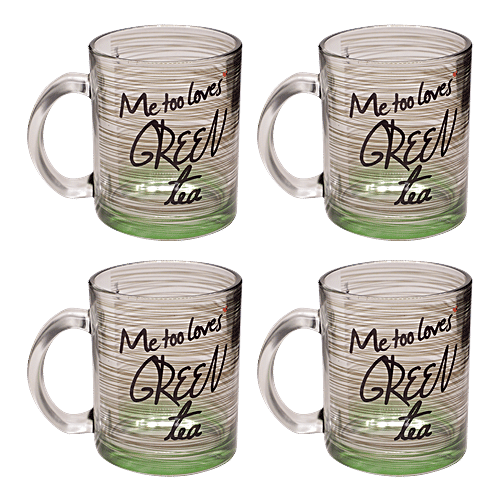 Hot Muggs Green Tea Mugs With Message, 350 ml Set of 4 