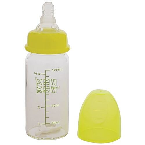 Mee Mee Premium Glass Feeding Bottle - Green, 125 ml  