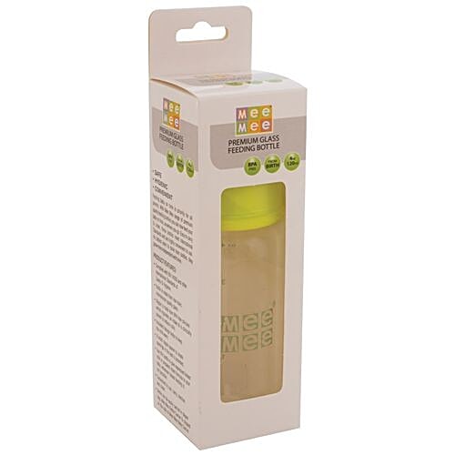 Mee Mee Premium Glass Feeding Bottle - Green, 125 ml  