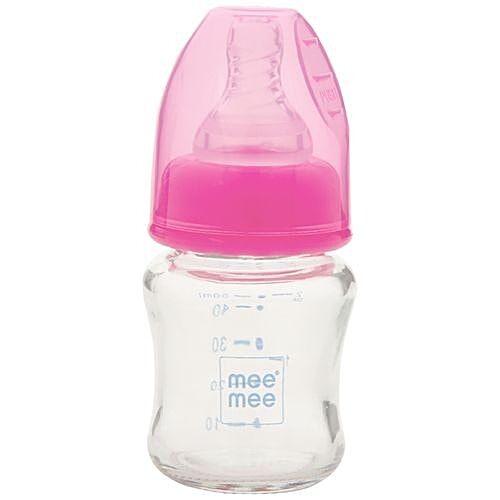 Mee Mee Premium Glass Feeding Bottle - Pink, 50 ml  