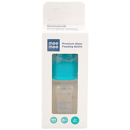Mee Mee Premium Glass Feeding Bottle - Blue, 50 ml  