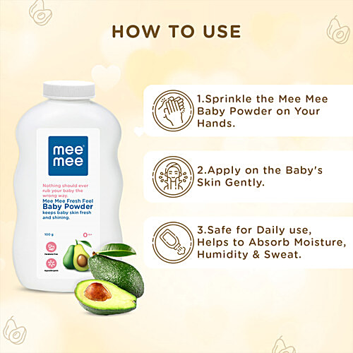 Mee Mee Fresh Feel Baby Powder, 100 g  Paraben Free & Hypoallergenic