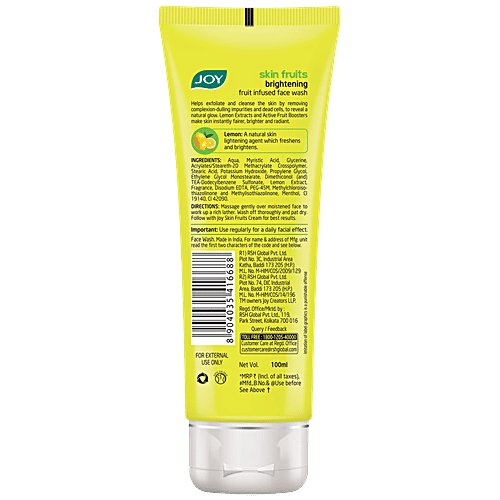 Joy Skin Fruits Brightening Lemon Face Wash, 100 ml