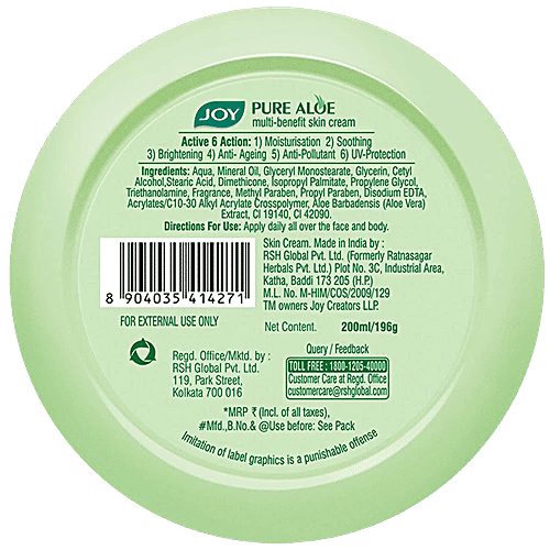 Buy Joy Pure Aloe Multi Benefit Skin Cream, 6 Active Action with