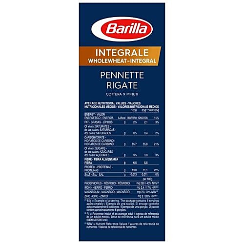 Barilla Integrale - Whole Wheat Pennette Rigate, 500 g  