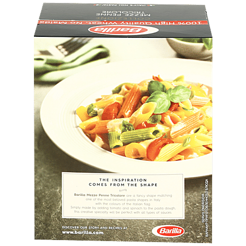 Barilla Collezione Durum Wheat Pasta - Mezze Penne Tricolore, 500 g Carton No Maida, Source of Energy