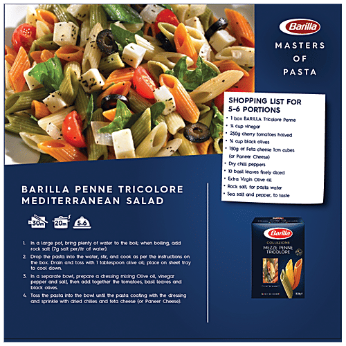 Barilla Collezione Durum Wheat Pasta - Mezze Penne Tricolore, 500 g Carton No Maida, Source of Energy