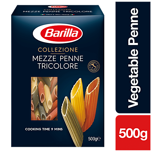 Barilla Collezione Durum Wheat Pasta - Mezze Penne Tricolore, 500 g Carton No Maida, Source of Energy