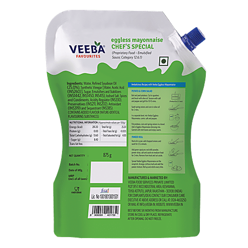 Veeba Eggless Mayonnaise Chef's Special, 875 g Standy Pouch 