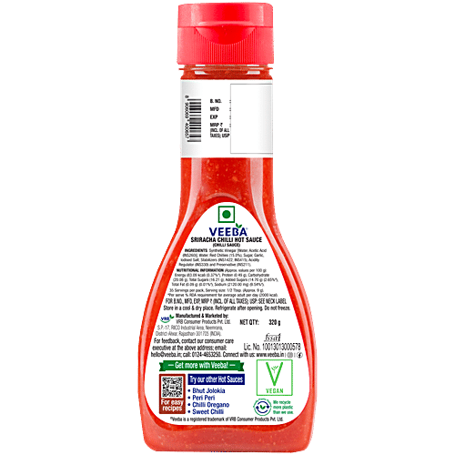 Veeba Sriracha Chilli Hot Sauce, 320 g  