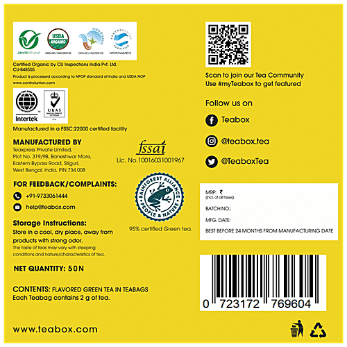 Buy Teabox Chamomile Green Tea Relieves Stress Relief & Supports