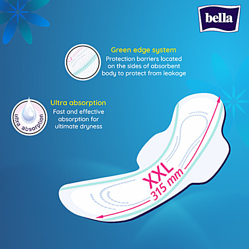 Bella Perfecta Ultra Night Sanitary Napkins - XXL, Breathable, Extra Soft, 4 Freedom Zones, 14 pcs 4 Freedom Zones