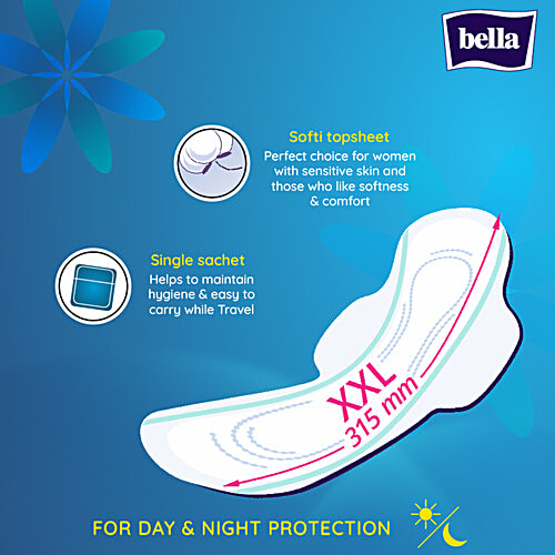 Bella Perfecta Ultra Night Sanitary Napkins - XXL, Breathable, Extra Soft, 4 Freedom Zones, 14 pcs 4 Freedom Zones