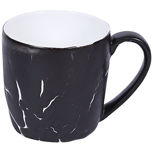 Clay Craft Alton Coffee Mugs - Crazy Black, 220 ml (Set of 6) Microwave & Dishwasher Safe