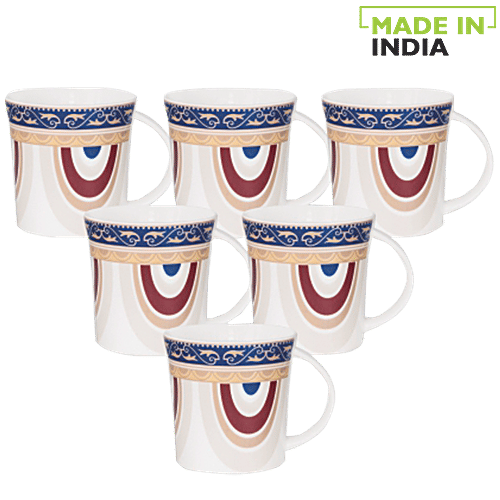 Clay Craft Jackson Coffee Mugs - Hilton 387, 150 ml (Set of 6) Microwave & Dishwasher Safe