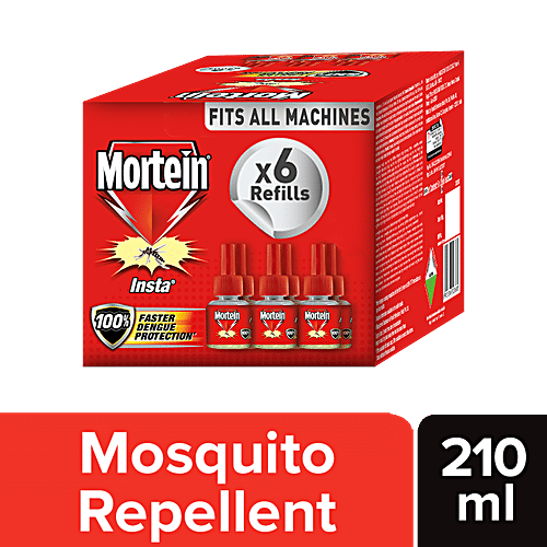 Mortein Insta Mosquito Repellent Liquid Refill - 100% Protection From Dengue Mosquitoes, 35 ml Pack of 6 