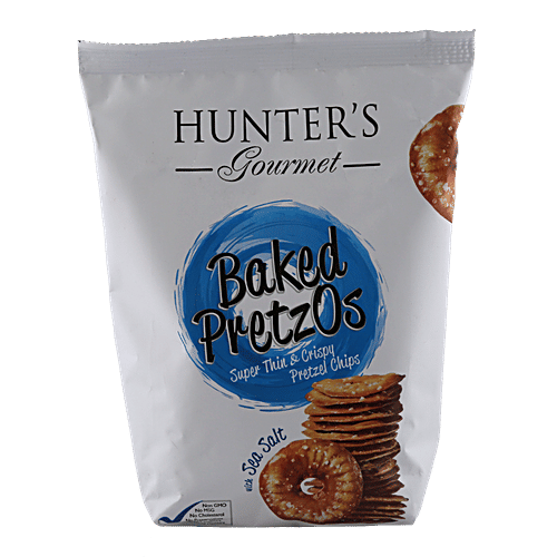 Hunter's Gourmet Baked Pretzos - With Sea Salt, No Preservatives & Artificial Colours, 180 g  No Preservatives & No Artificial Colours