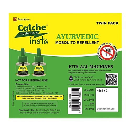 Catche Insta Ayurvedic Mosquito Repellent, 90 ml (TWIN PACK) 