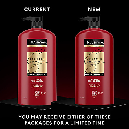 Tresemme Keratin Smooth+ Argan Oil Professional Shampoo, 1 L  With Argan & Keratin Oil, Up to 72H Frizz Control