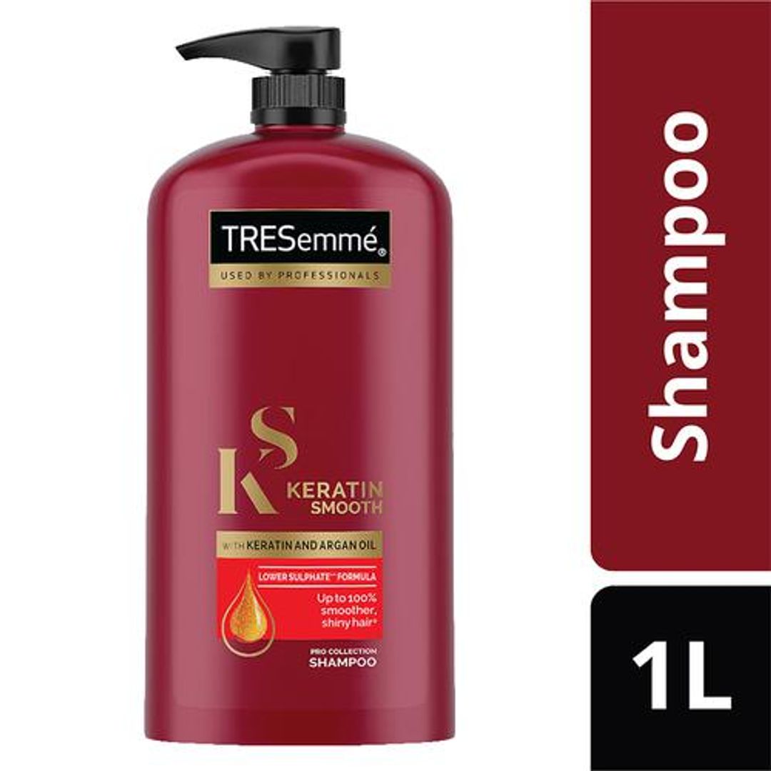 Tresemme Keratin Smooth Pro Collection Shampoo - Keratin & Argan Oil, Lower Sulphate Formula, Upto 100% Smoother Shiny Hair, 1 L 