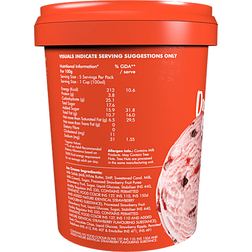 Ice Cream Works Double Strawberry Chocolate Chip Ice Cream - Whole Milk, 500 ml  