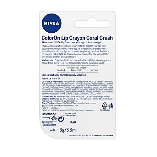 Nivea Coloron Lip Crayon - Coral Crush, 3 g  