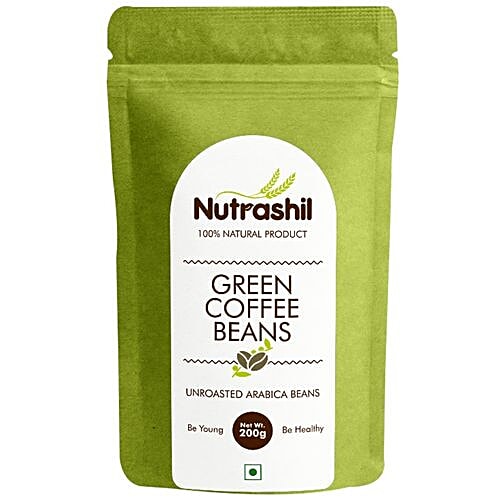 Nutrashil Green Coffee Beans - Unroasted Arabica, 200 g Pouch 