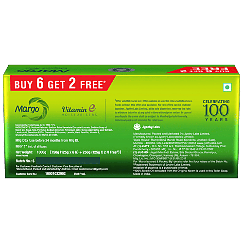 Margo Original Neem Soap With Goodness Of 1000 Neem Leaves, 75 g 4x75 g With Goodness of 1000 Neem Leaves