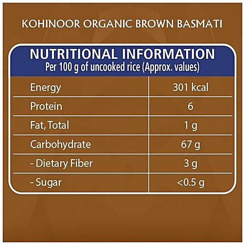 Buy Kohinoor Organic Authentic Brown Basmati Rice Online at Best Price