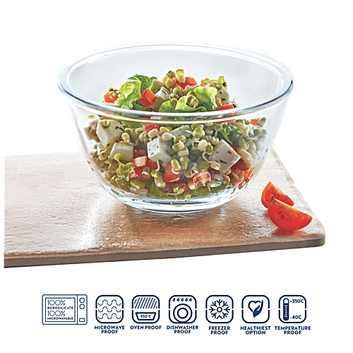 Borosil Borosilicate Select Glass Mixing Bowl - Oven & Microwave Safe, 900 ml  