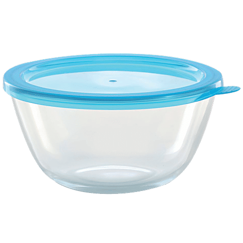 Buy Borosil Borosilicate Select Glass Mixing Bowl With Blue Lid Oven
