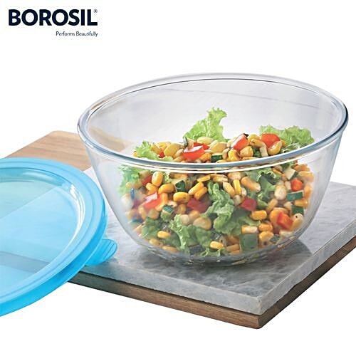 Buy Borosil Borosilicate Select Glass Mixing Bowl With Blue Lid Oven