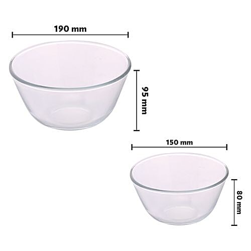 Buy Borosil 100 Borosilicate Glass Mixing Bowls 500ml + 1300 ml