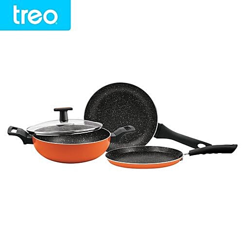 Treo La Culinaire Granito Non Stick Cookware Set - Orange, Set of 3  