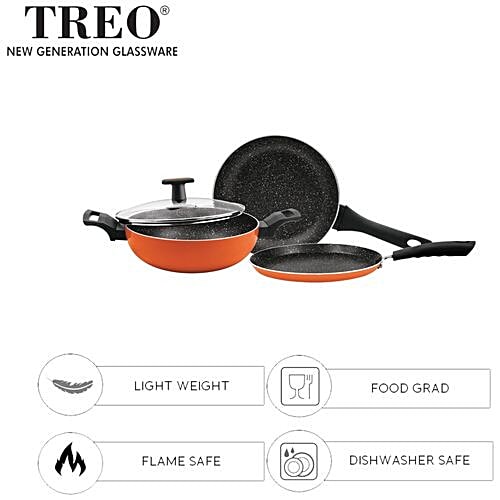 Treo La Culinaire Granito Non Stick Cookware Set - Orange, Set of 3  