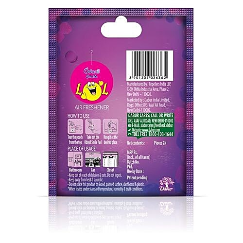 Odonil  Smile Lol Bathroom & Car Freshener - Twin Pack, 10 g Pack of 2 