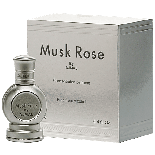 Ajmal Musk Rose Concentrated Floral Perfume Free From Alcohol For Unisex, 12 ml  Free from Alcohol