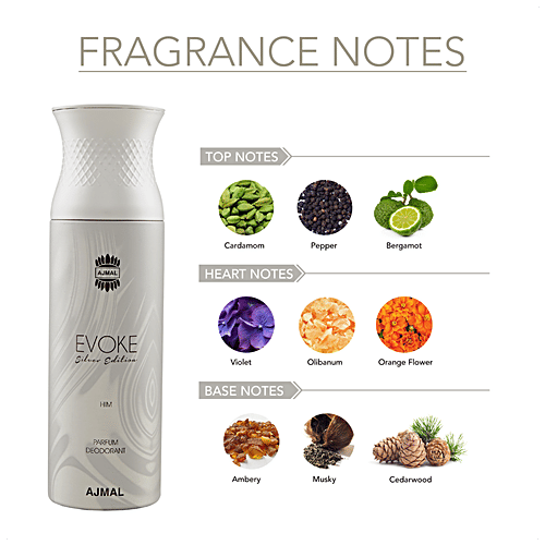Ajmal Evoke Silver Edition Perfume Deodorant For Men, 200 ml  