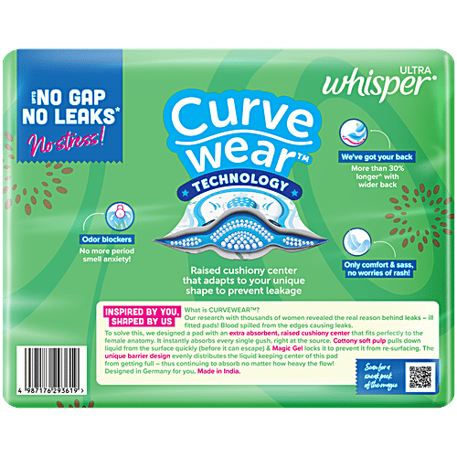 Whisper Ultra Clean Sanitary Pads, XL+, 60 pcs (40+20 Pads Free) Dual Action Gel, Dri Weave Cover