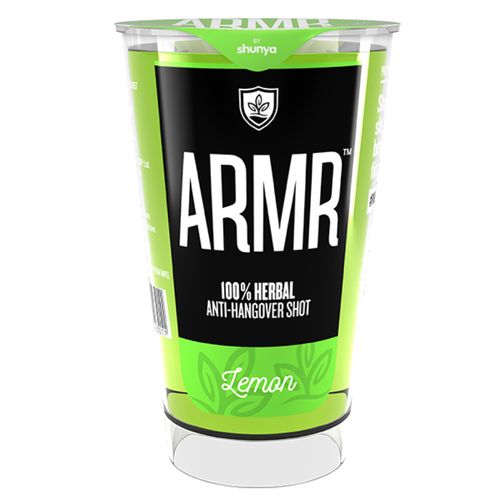 ARMR 100% Anti Hangover Drink - Lemon, 60 ml Glass (Polycarb) Party Starter & Zero Sugar