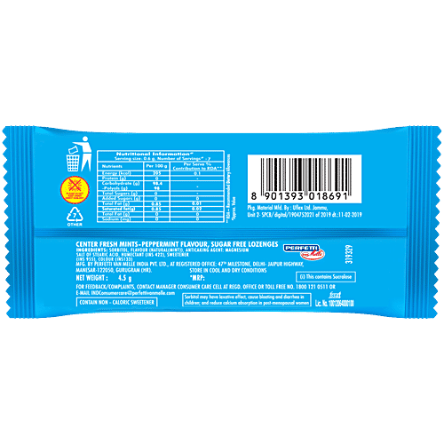 Center Fresh Mints - Peppermint Flavour, Sugar Free, 4.5 g  